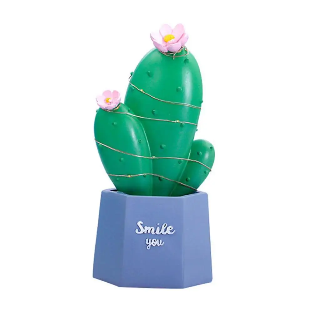 Светодиодная настольная лампа в виде кактуса, маленький ночник со звездами мечты, украшение для спальни, детский подарок