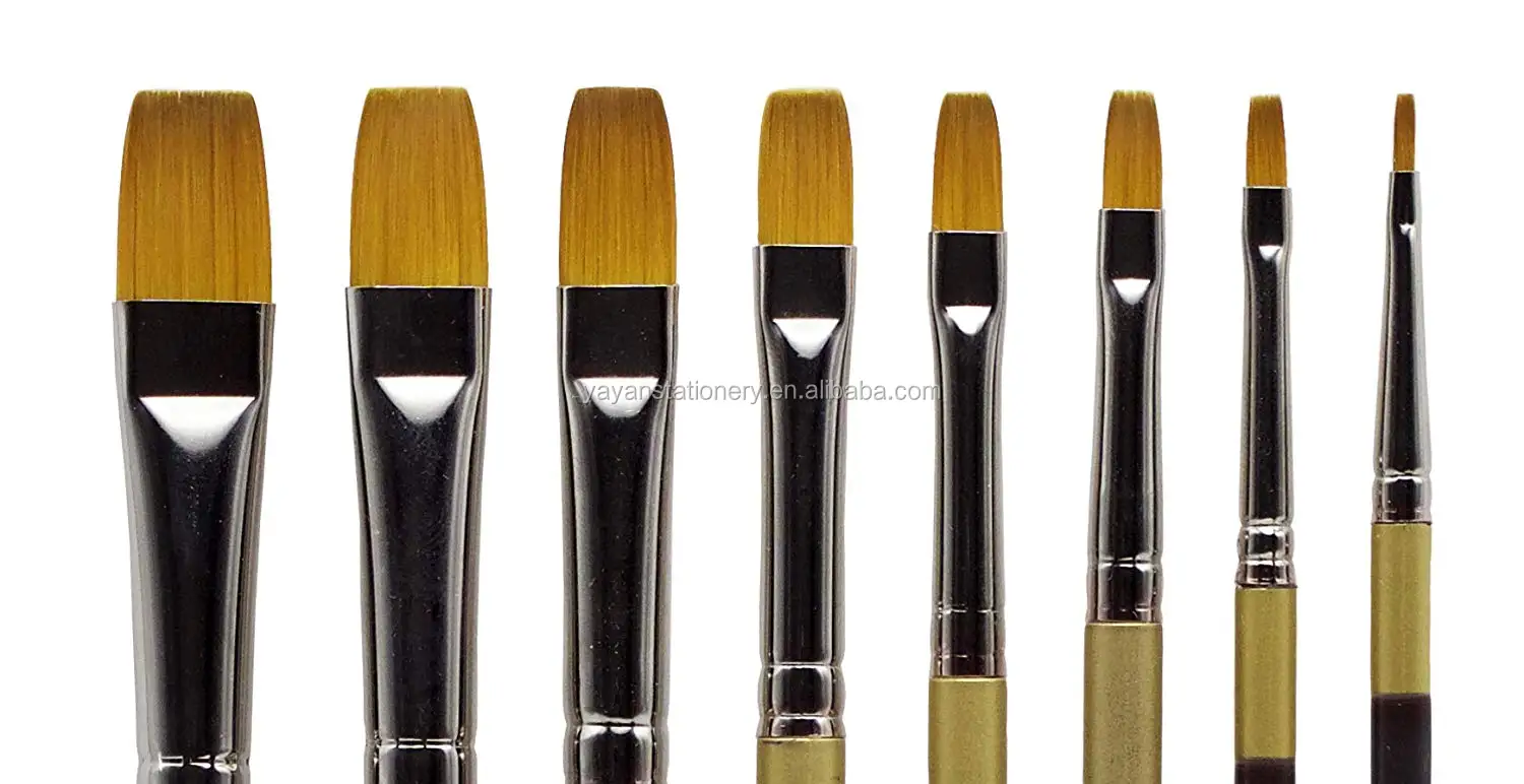 Fine Acrylic Flat Art Supplies Painting Brush Set Nylon Hair Brush Size with Private Label