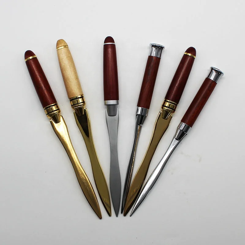 JXM17 офисные школьные принадлежности, элегантный роскошный Пользовательский логотип, лезвие для открывания конвертов и букв с деревянной ручкой