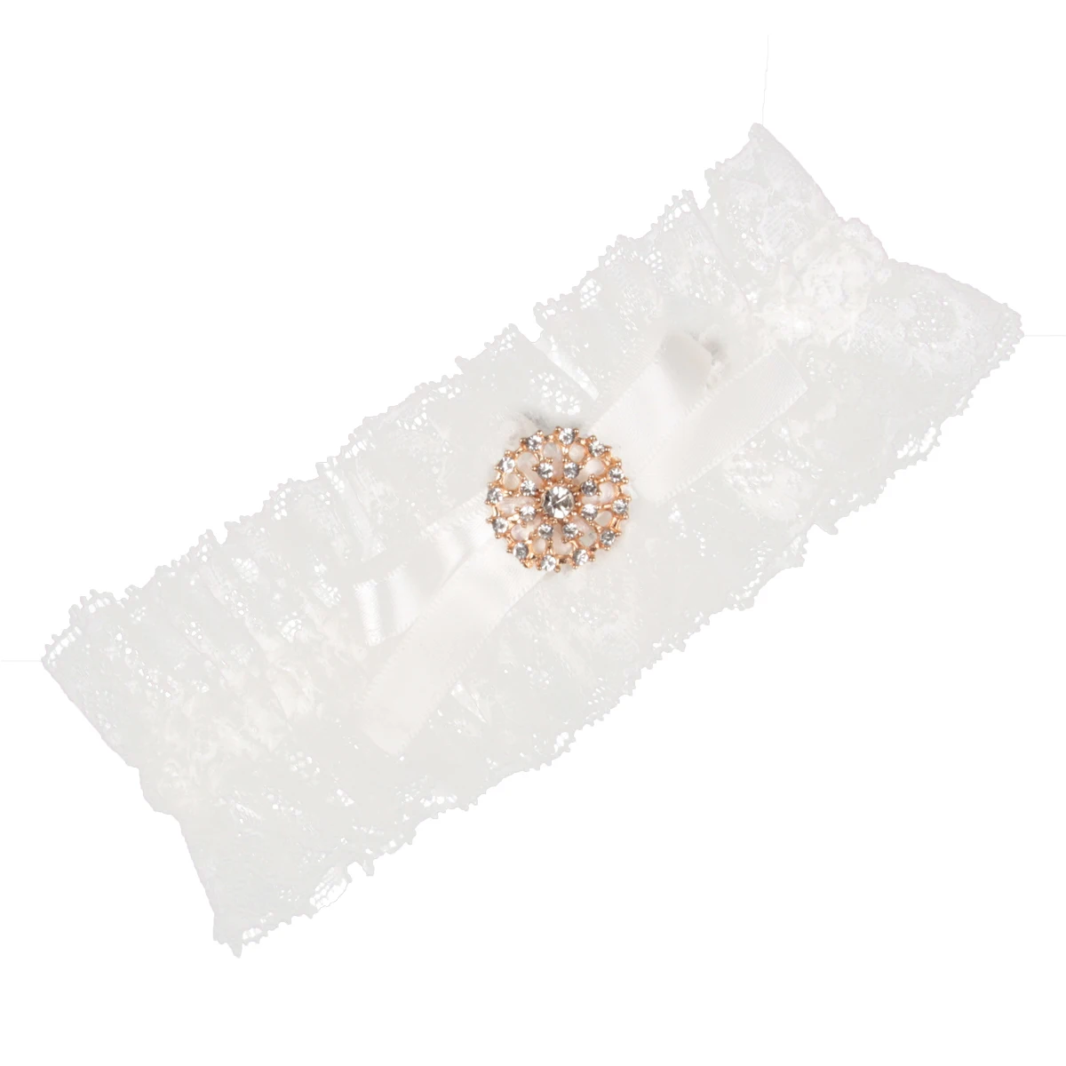 Crystal rhinestones Wedding Lace Garter for Bride white Handmade