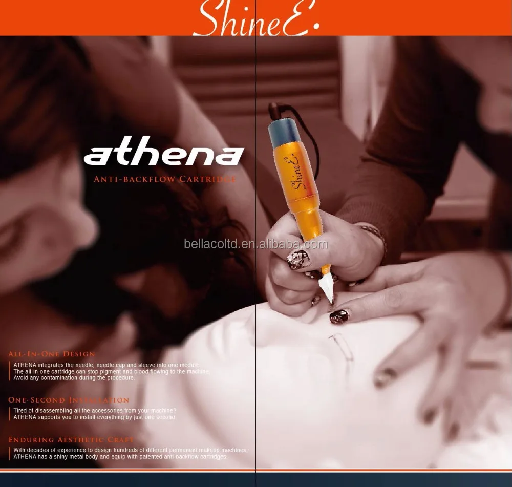 ATHENA metal body permanent makeup machine with anti-backflow cartridge