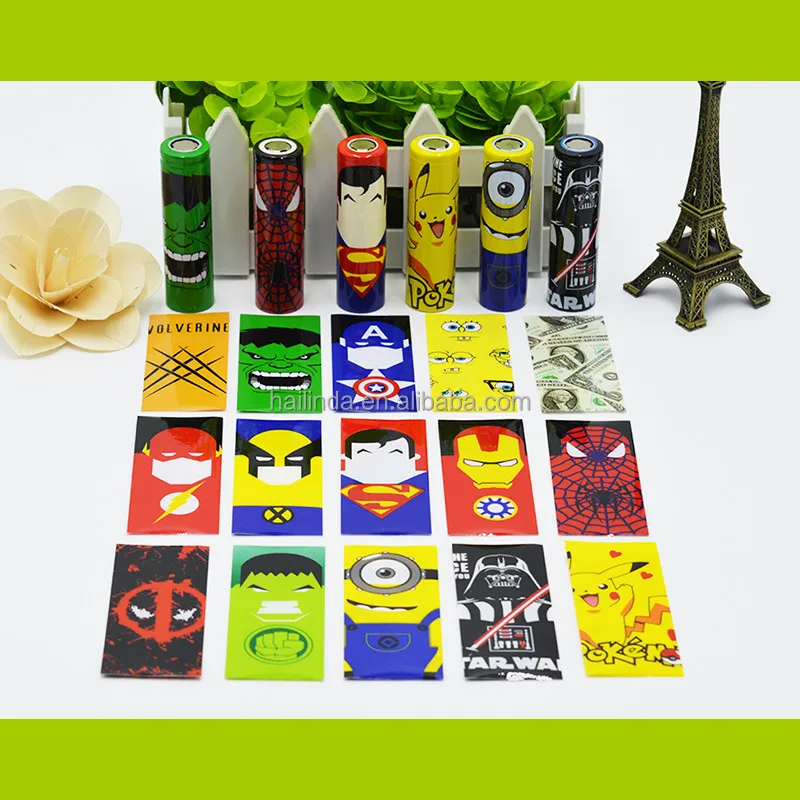 
Wholesale vape Superhero skin wraps for e cigarette 18650 battery case 