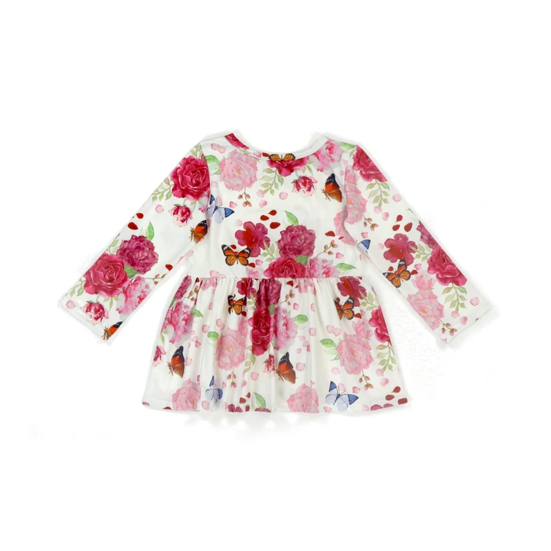 Wholesale Dress Baby Girls Flower Printing Princess Litter Girl Dress 0-6T