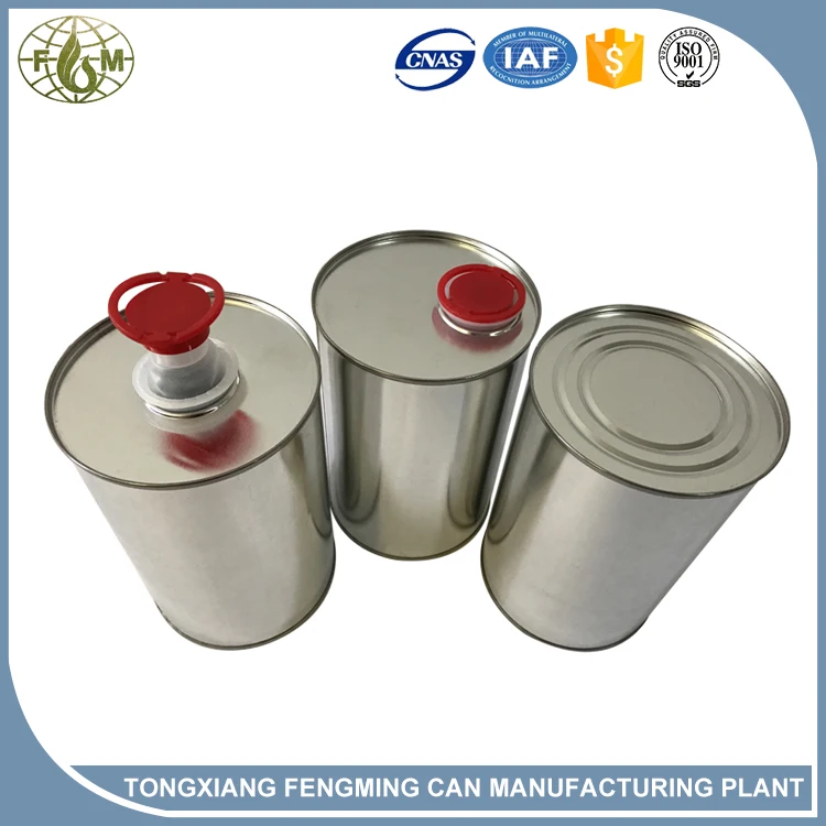 
1 liter metal can with plastic screw lid 