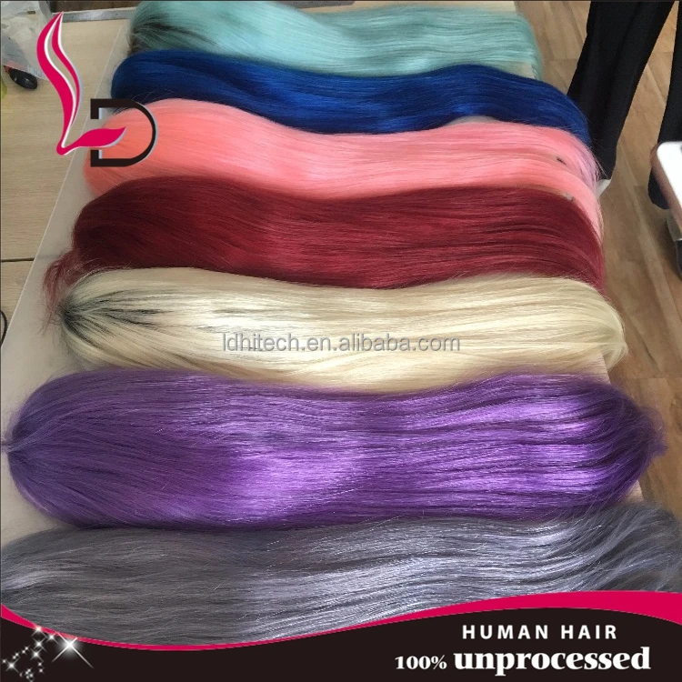 factory wholesale large stock burgundy color Brazilian virgin human hair red color lace wigs