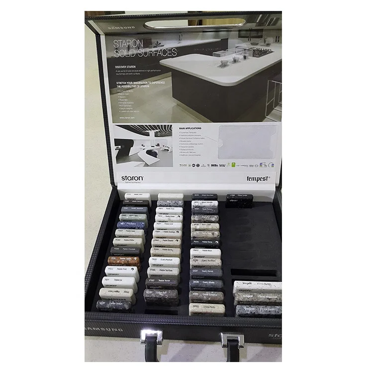 China manufacturer natural stone handle box sample case counter top glass display case display box cardboard sample box