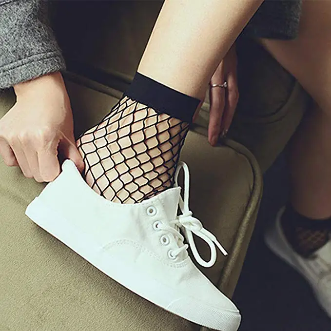 Женские кружевные сетчатые прозрачные носки до щиколотки