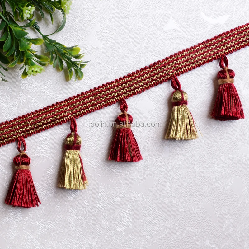 stock goods tassel and beaded fringe for curtain decoration