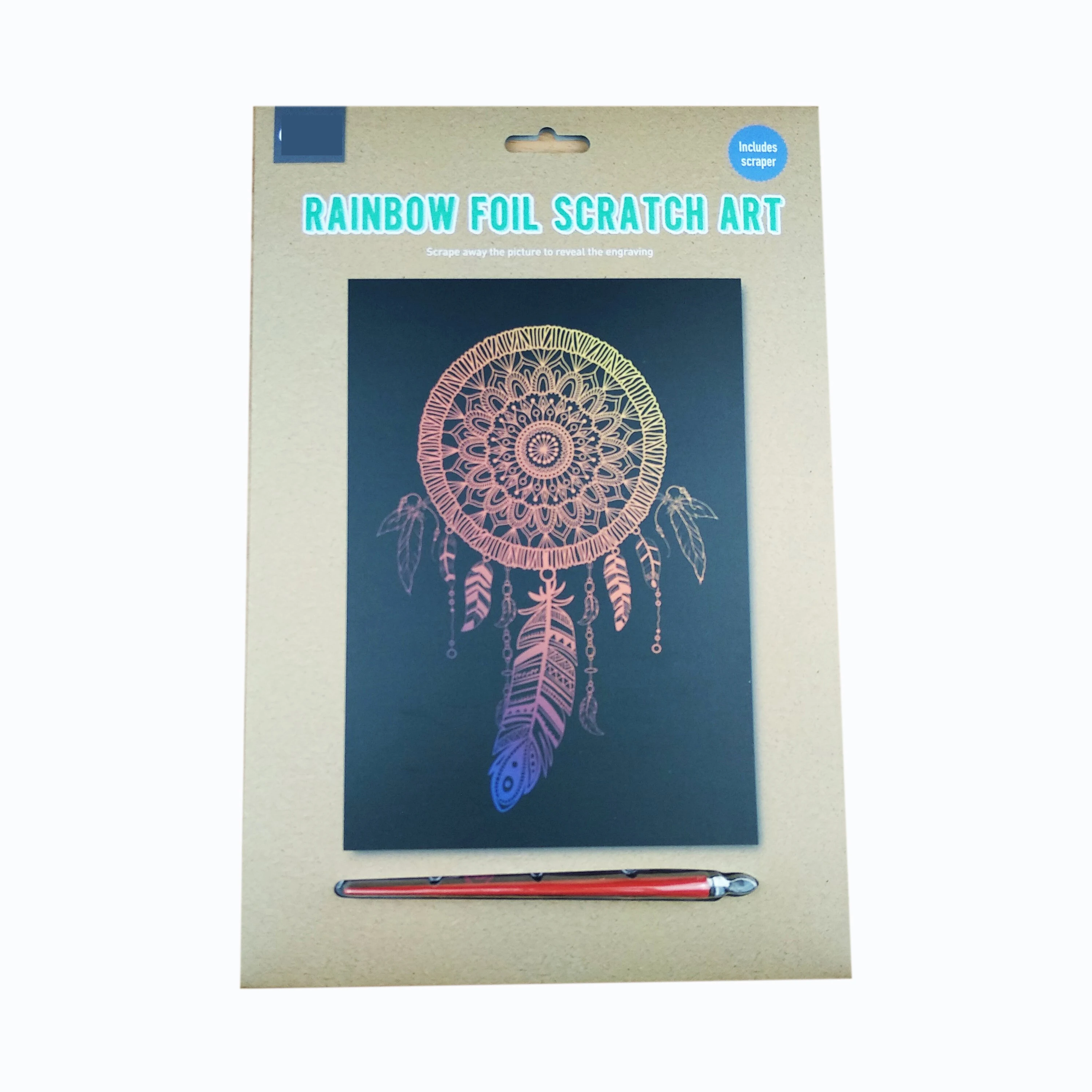 Colorful custom scratch card paper kids DIY rainbow scratch paper with pen for promotional gift