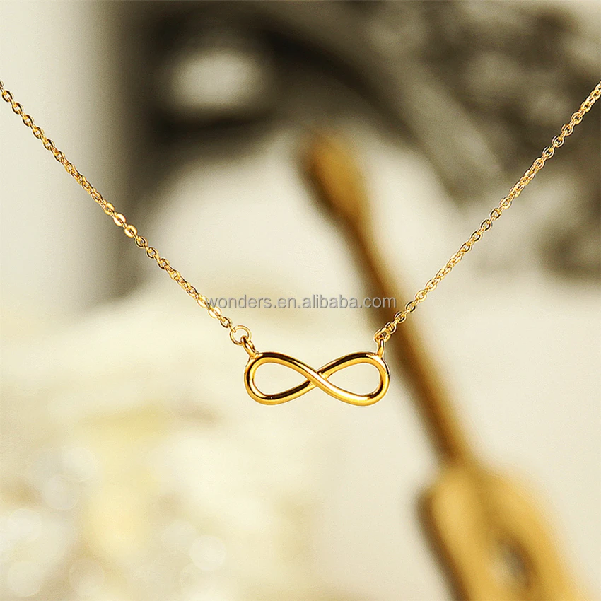 Wholesale Infinity Love Pendant Copper Necklace Women Gold Plated