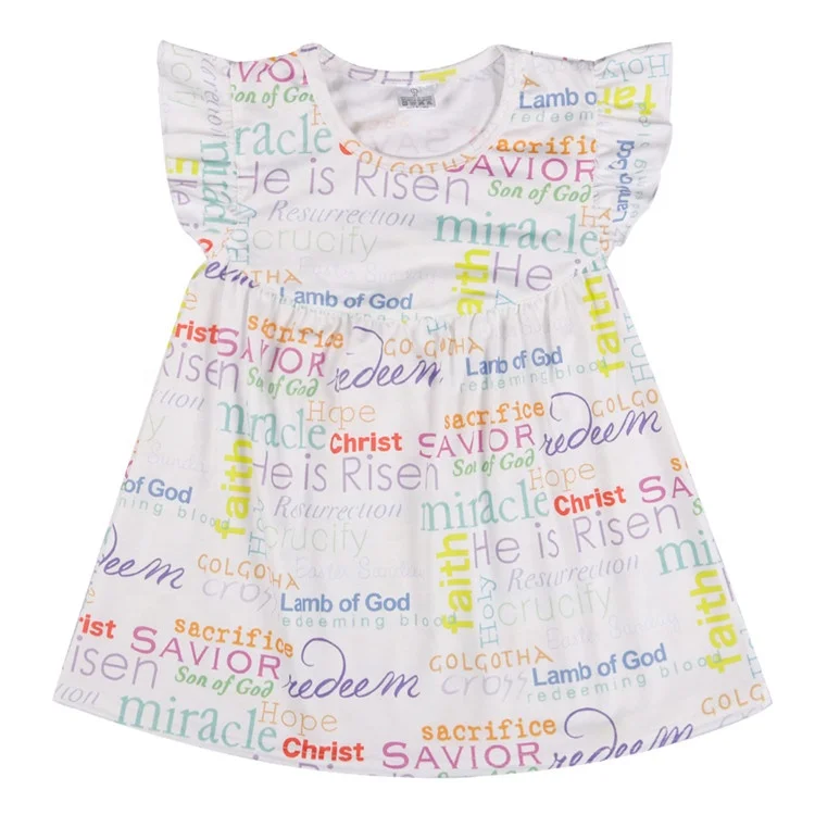 
Wholesale summer boutique kids flower flutter sleeve baby girls floral pearl dress 