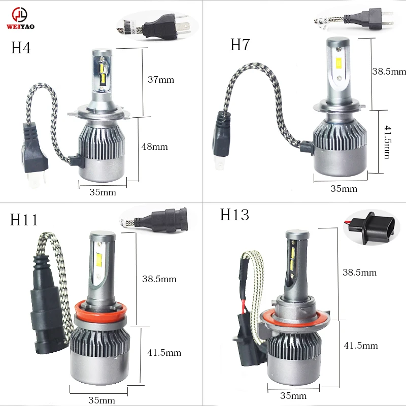 Weiyao new products led automotive lighting H4 led CSP chips led headlight 8000LM for sale