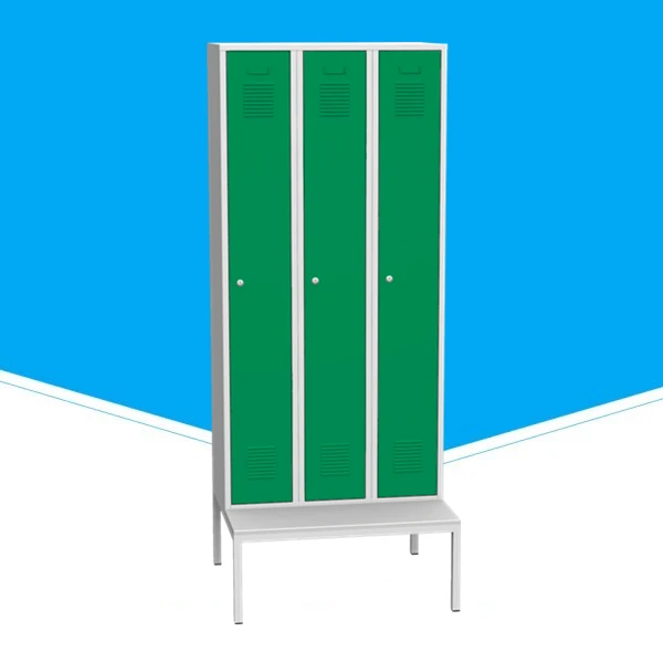 3 Door Gym Locker Room Furniture Steel Gym Locker With Bench