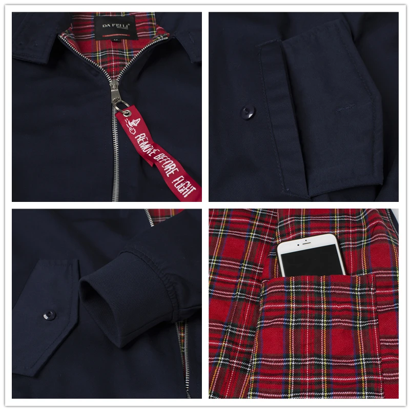 Custom cotton/polyester classic retro vintage mens harington bomber jacket