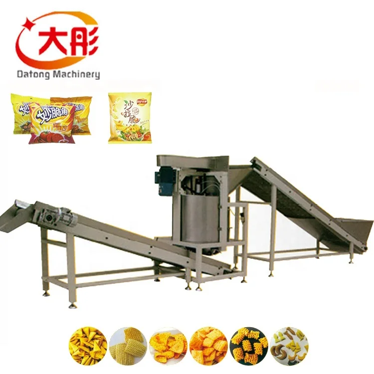 Potato waved chips snack making extruder machine Wheat puff pellet food processing line Corn cone fry chips production equipment