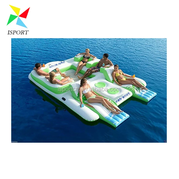 Надувной водный плавающий остров на 6 человек/надувной остров для отдыха, надувной водный плавающий остров