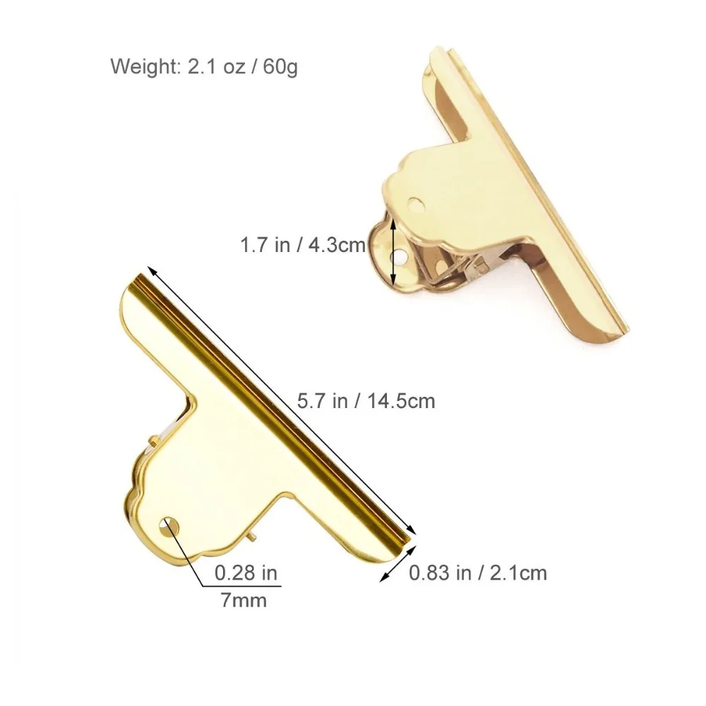 Hanging Gold Stainless Steel Heavy Duty Paper Bulldog Clamp Clips