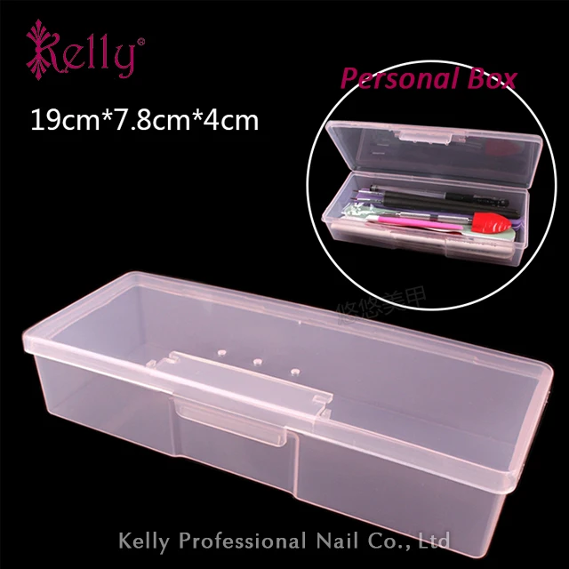 
Clear Pink Plastic Empty Nail Container Storage Box Personal Box For Manicure Tools 