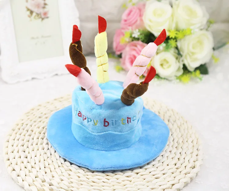 Funny Design Cute Cotton Birthday Hat For Pet Dogs and Cats Birthday Cake and Candle Shape Pet Hat Toy