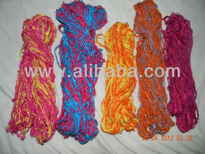 recycled cotton and banana silk yarn available in beautiful color in 100 gram skeins suitable for knitting and for yarn stores