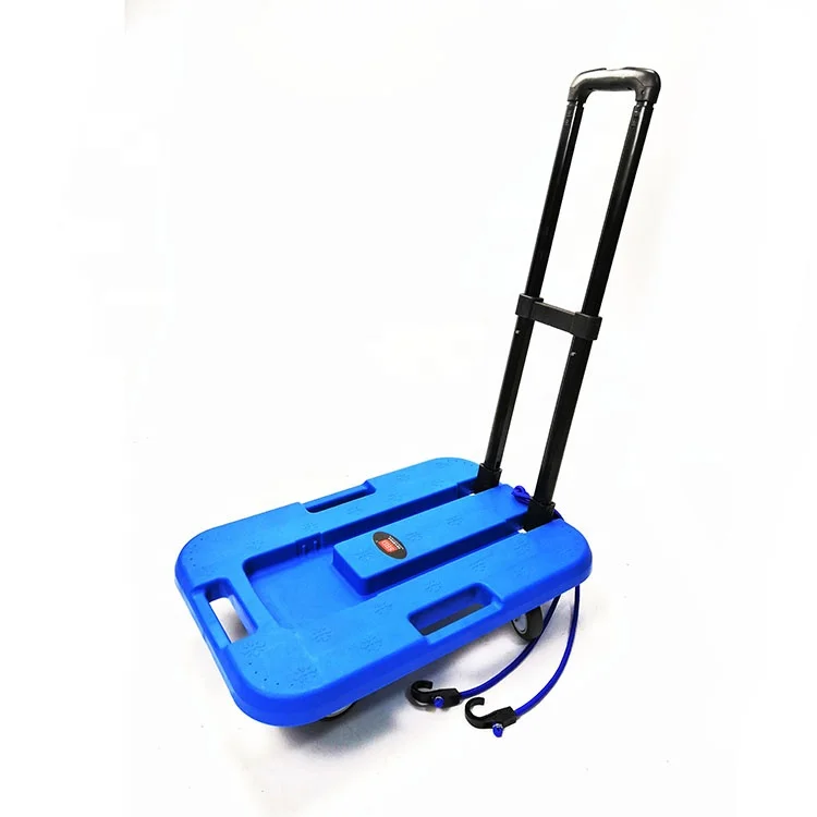 Foldable steel 4-wheel muted flatbed heavy moving airport luggage cart/trolley/roller for warehouse