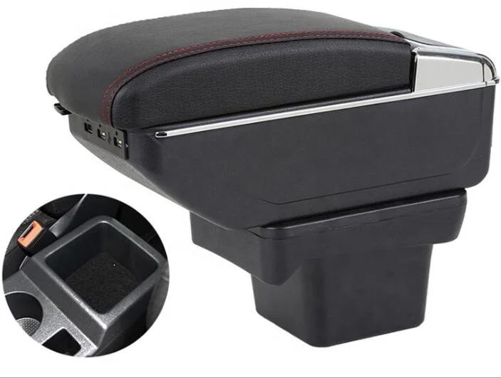 Hyun dai Accent Verna i10 arm rest armrest box console refitting accessories car Double Layer raised 7 USB Black perfect fit