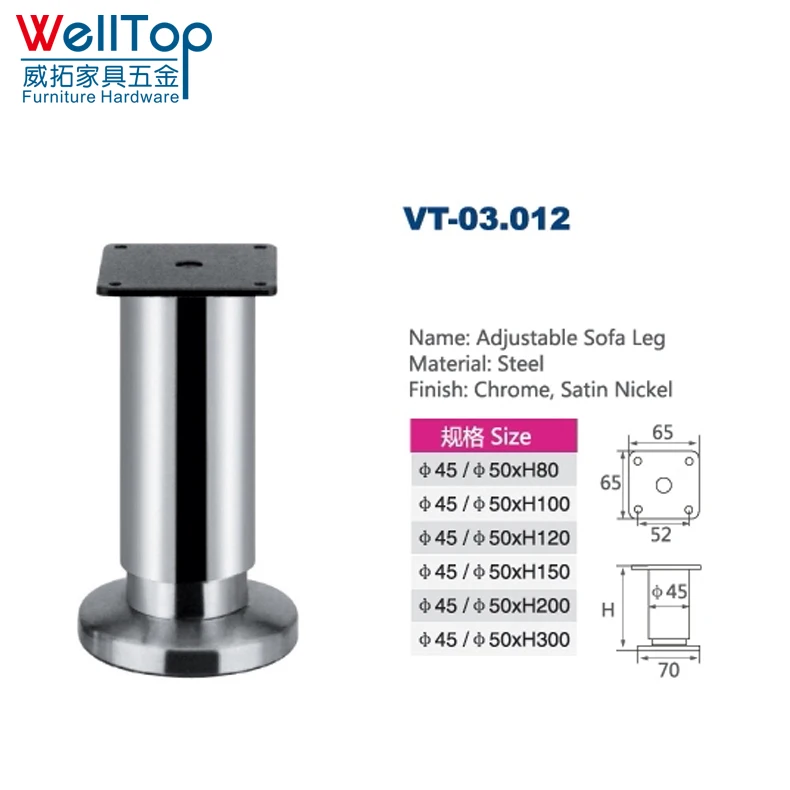 Nickel Brushed Ss Furniture Sofa Legs Veitop Welltop Cheap Steel Ss Chrome Stain One Leg Per One Plastic Bag, Then 50pcs Per Ctn
