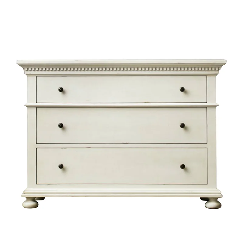 French Provincial Furniture Wood Antique White Storage Drawers