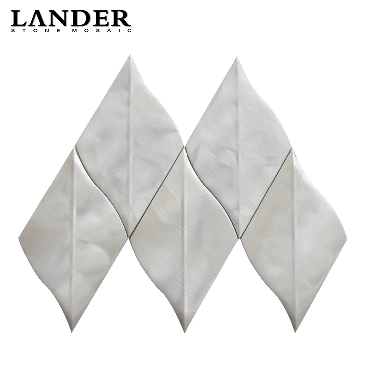 art 3d silver stain surface aluminium metal mosaic tile