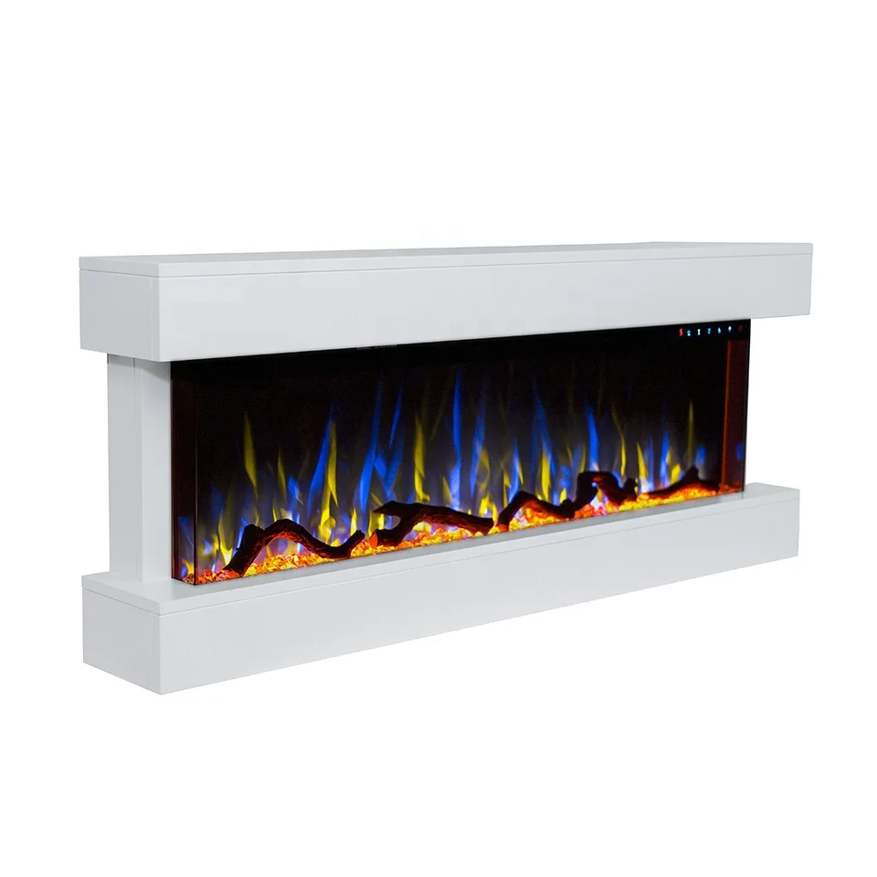 50 Inch Modern Look Wall Mounted Decorative Electric Fireplace with MDF Frame