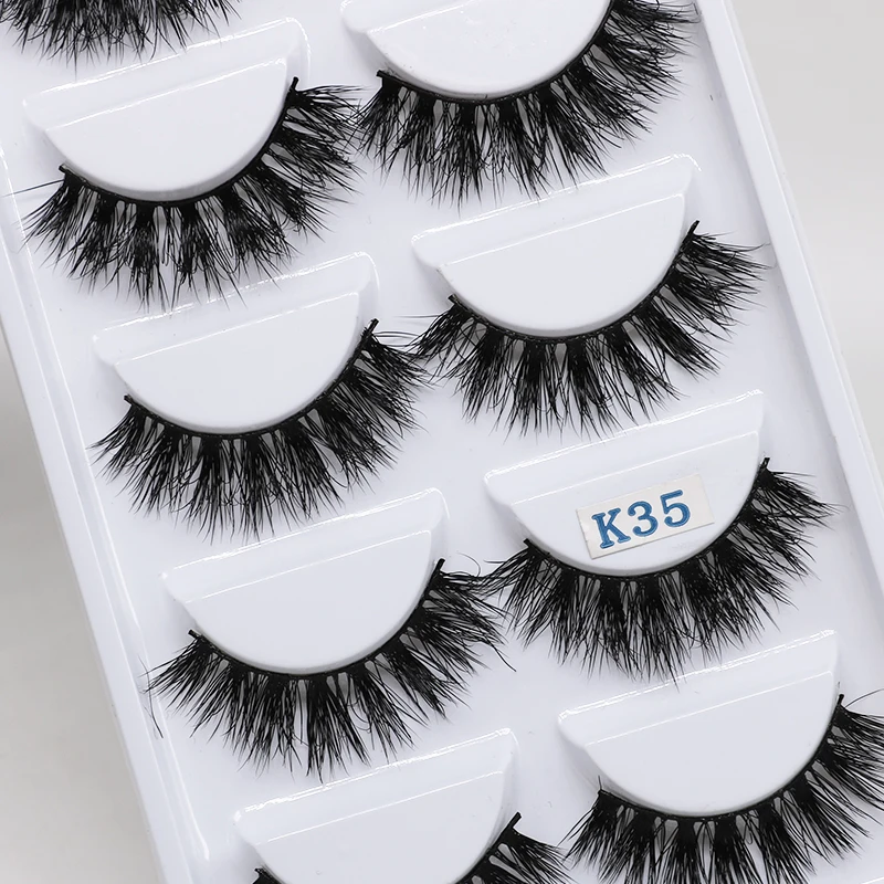 Объемные 3d ресницы 5 пар накладные из человеческих волос для наращивания