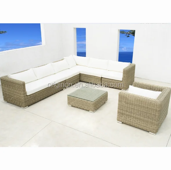 Luxury Indoor Outdoor Furniture Use Sectional Patio Round Wicker Rattan Sofas Set