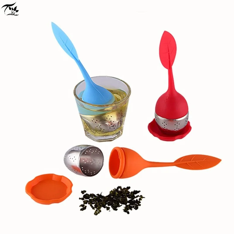 Leaf Shape Silicone Tea Filter 304 Stainless Steel Anti Heat Tea Infuser Tea Strainer