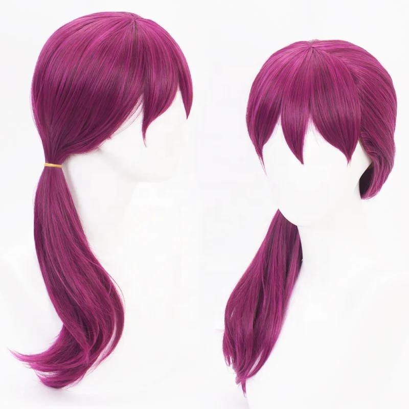 Wholesale League of Legends LOL Anime Wigs Cosplay 60cm Long Curly Dark Rose Mixed KDA Evelynn Wig Synthetic Wigs