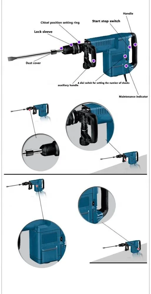 
CTWIN High Quality TC-DH 1019 1500W SDS MAX Electric Demolition Hammer Drill 