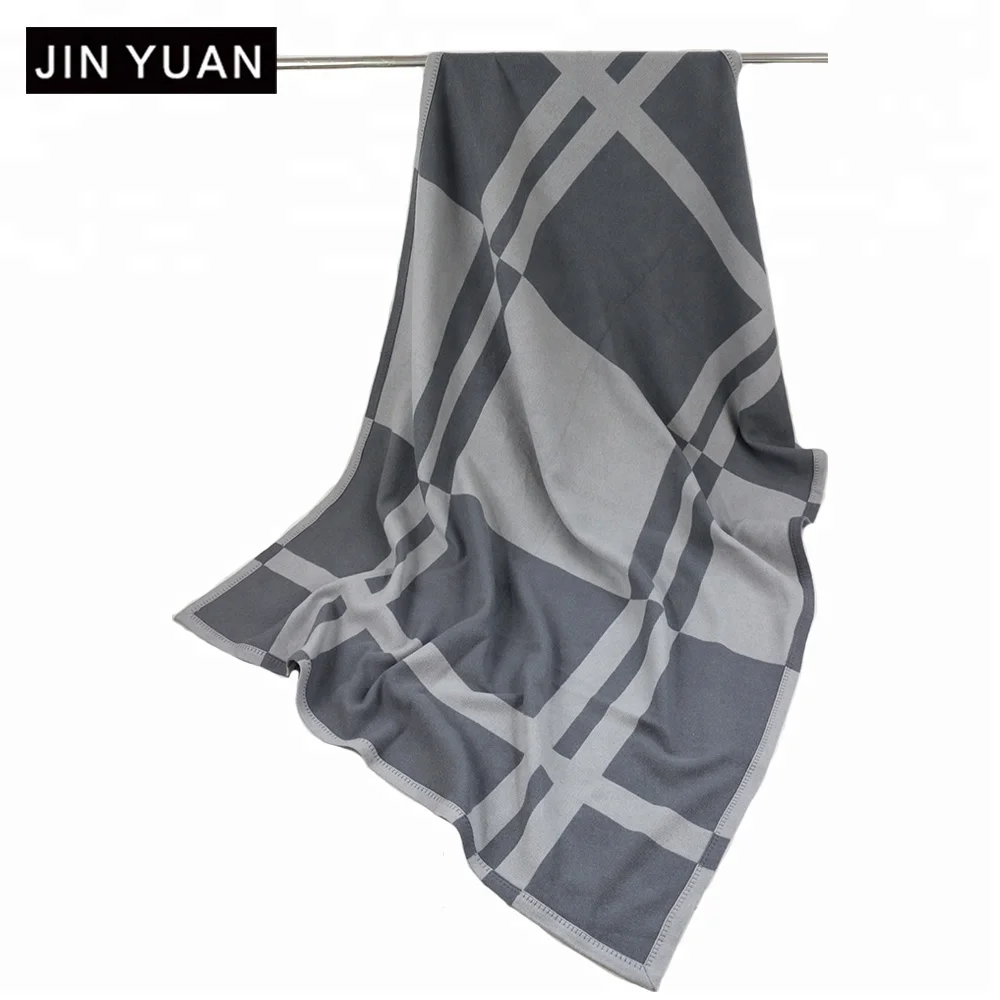 grey color 50% cashmere 50% wool throw blanket custom luxury fashion winter home bed wool blanket