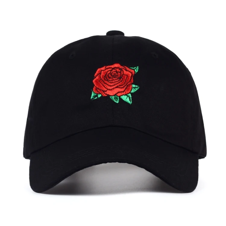 Wholesale Fashion Hats Roses For Women Jean Baseball Hat High Quality 6 Panel Washer Baseball Cap