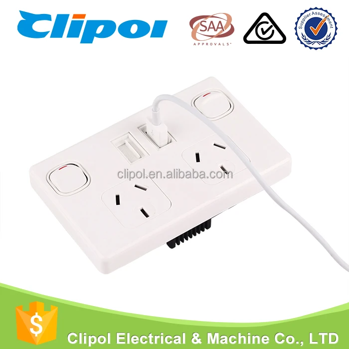 Caravan Bipolar Power Point 2 Port Dual USB Charger with Switch Approved