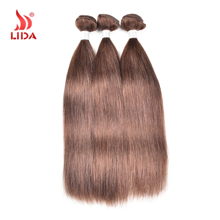 
Lida Malaysian human Hair bundles silk straight weaves Raw Original Weft Natural 4# Extensions 