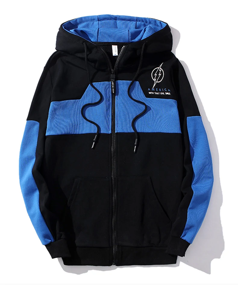 Оптовая продажа, Высококачественная хлопковая серая Толстовка С Карманами, пуловер на молнии, мужская Толстовка