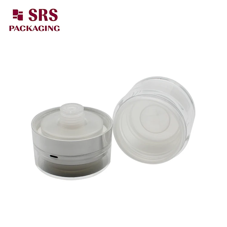 SRS empty 15ml 30ml 50ml round shape clear cosmetic acrylic airless jar