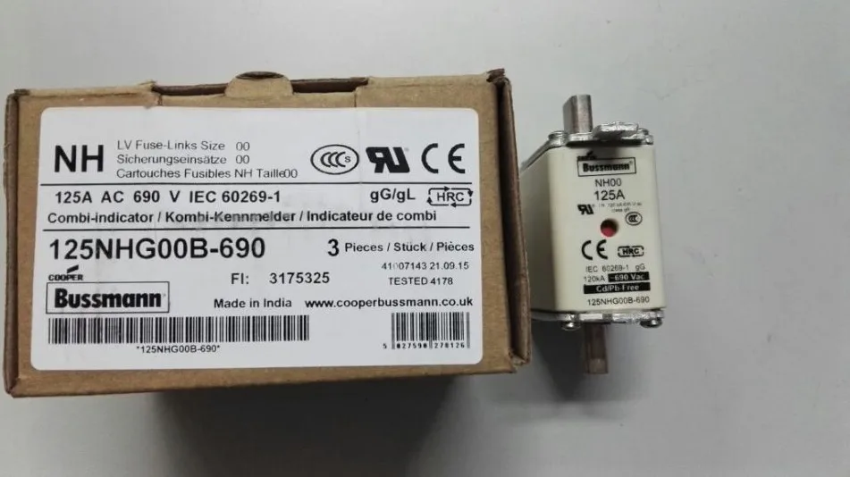 Bussmann Fuses  NH FUSE 80A 100A 125A 160A 690V NH00 80NHG00B-690 100NHG00B-690 125NHG00B-690  160NHG00B-690