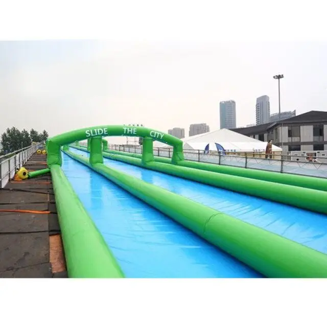 Outdoor exciting very long Inflatable Water slide, durable PVC Inflatable Water park slide tube for kids and adults
