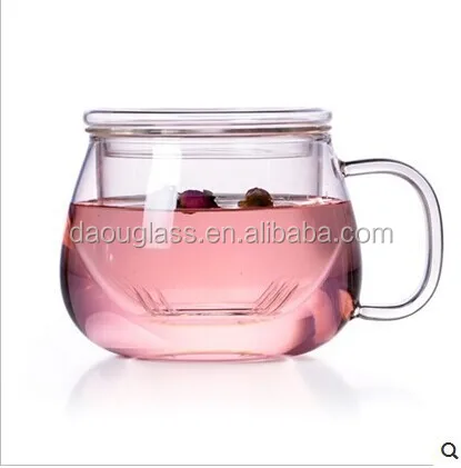 hand made  mouth blown heat resistant borosilicate glass tea filter cup,tea cup with filter  glass cups glass mug