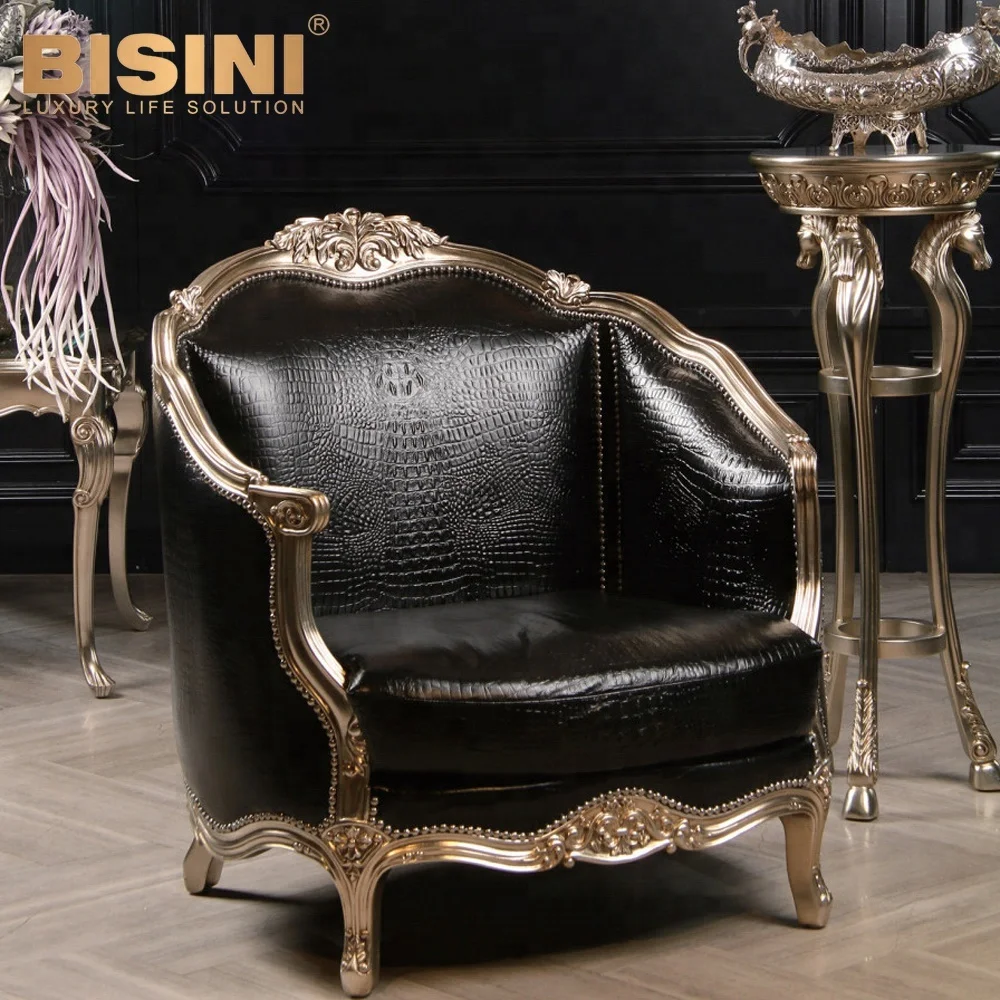 Bisini luxury classical crocodile skin leather wedding sectional living room sofa set - BF07- 30059
