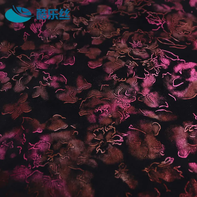 
china supplier cheap flower digital brush suede printed bronzing fabric wholesale 