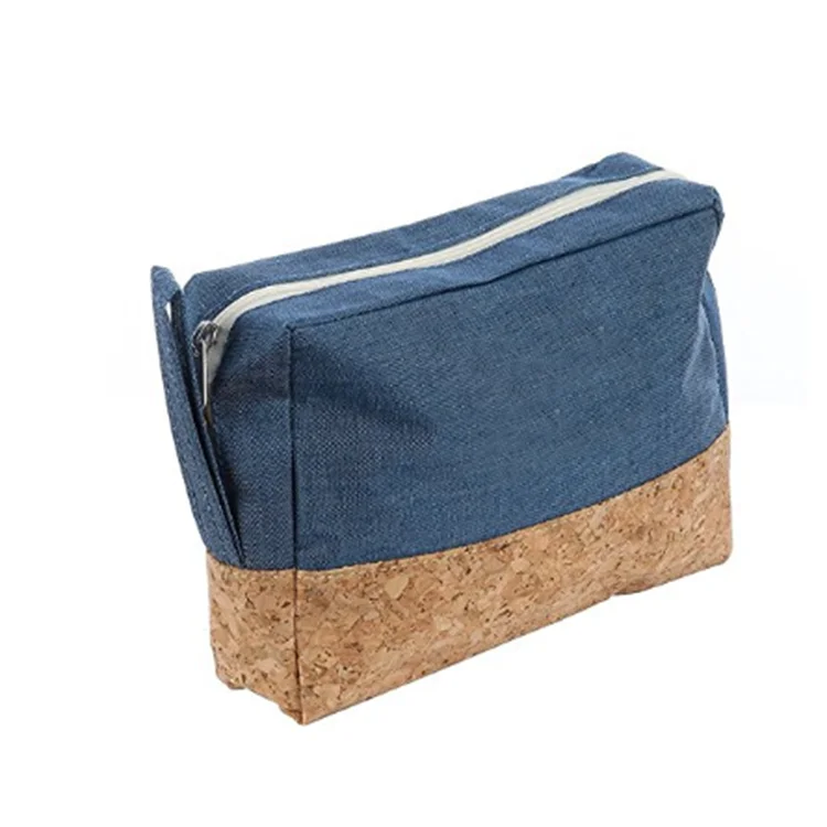Trend eco-friendly canvas cork pouch bags glitter cork cosmetic bags