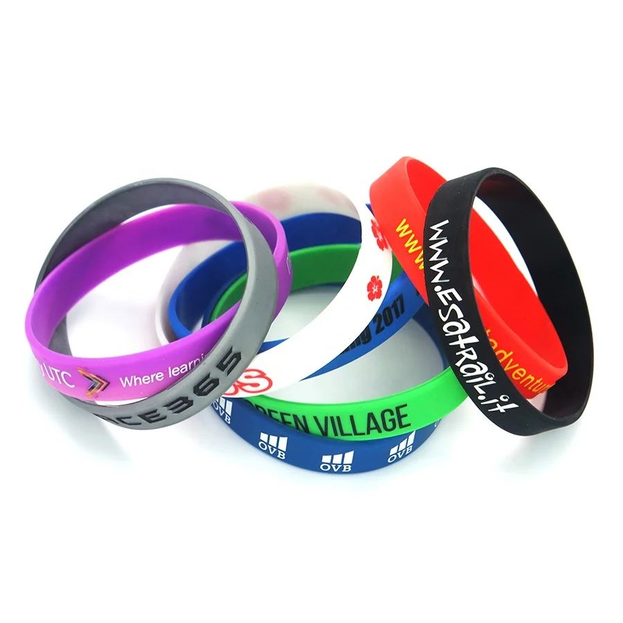 Wholesale promotional gifts cheapest custom bulk cheap eco-friendly rubber silicone wristband bracelet with logo