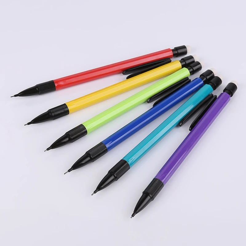 Hexagonal mechanical pencils Suitable for America market The supermarket sale cheap plastic pencil customized logo with eraser