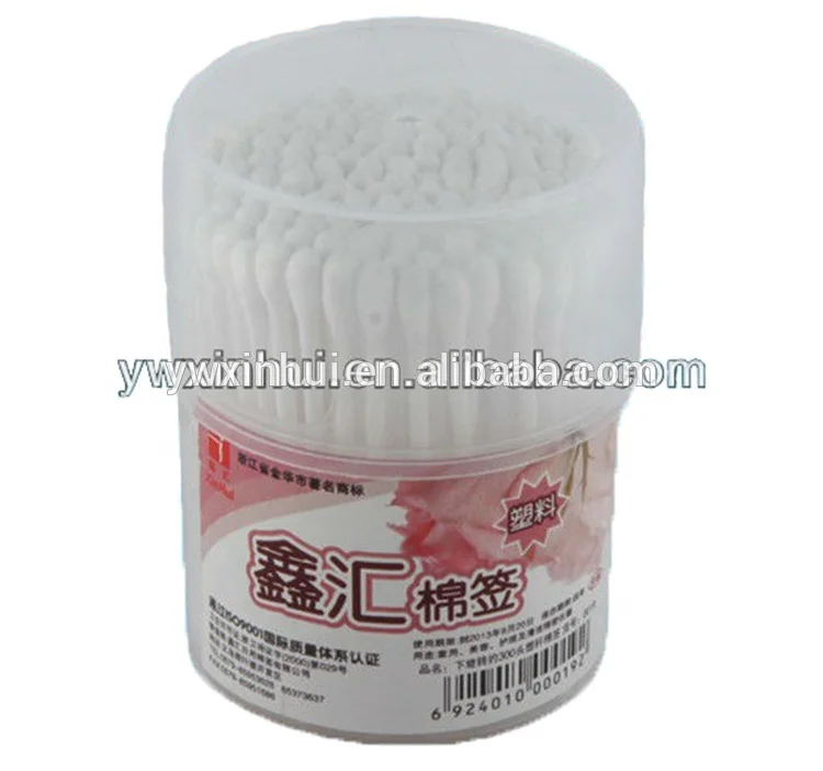 Certification ISO9001 PP plastic stick cotton swabs,cotton buds,cotton tips for Daily necessities in round box